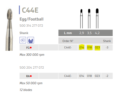 carbide bur egg/football